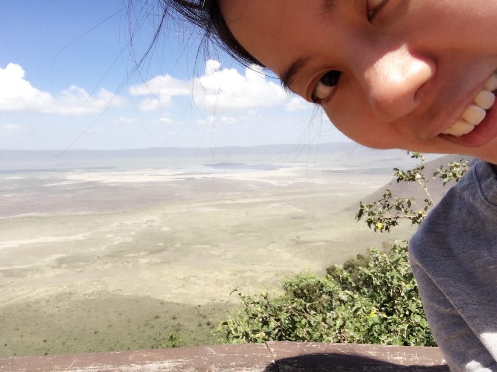 “Me aged 34, looking out at the Ngorongoro Crater in Tanzania where the oldest human fossil, ‘Lucy’, was found.”