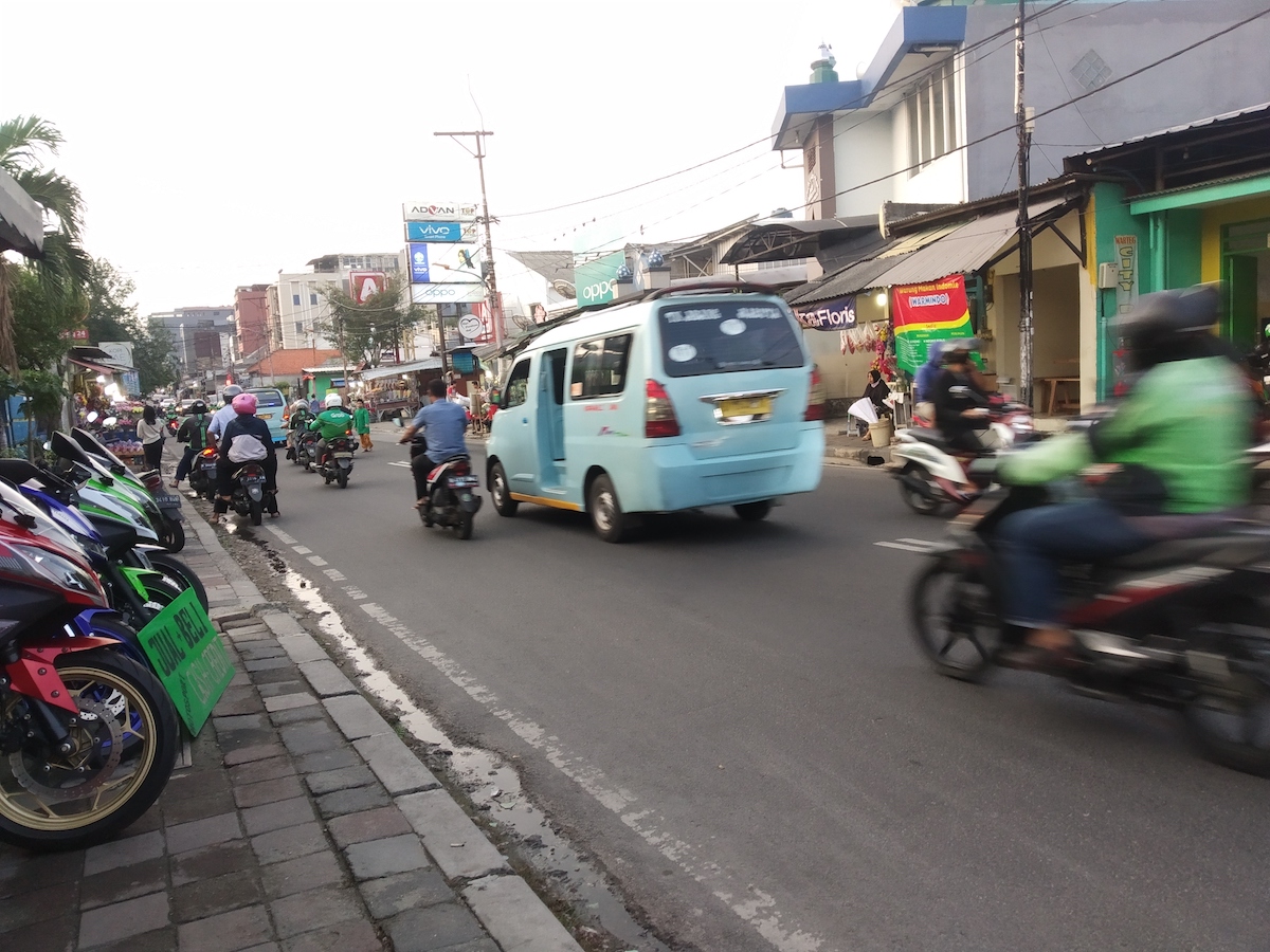 Jakarta now: “The road itself, as you can see, is quite crowded. You can still get a little traffic jam here and there.”