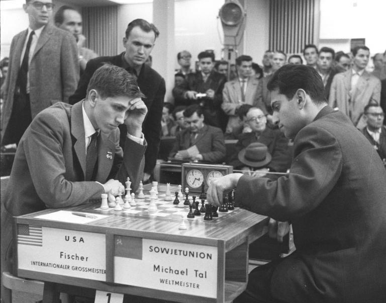 Bobby Fischer (left) aged 17.